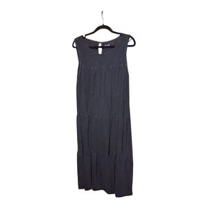 Wonderly Black Mineral Wash Sleeveless Tiered Midi Dress Size Large